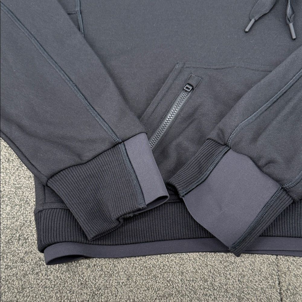 Athleta Hoodie Wm Small **(READ) Recover Black Pullover Cropped Zipper Pockets - Picture 2 of 10